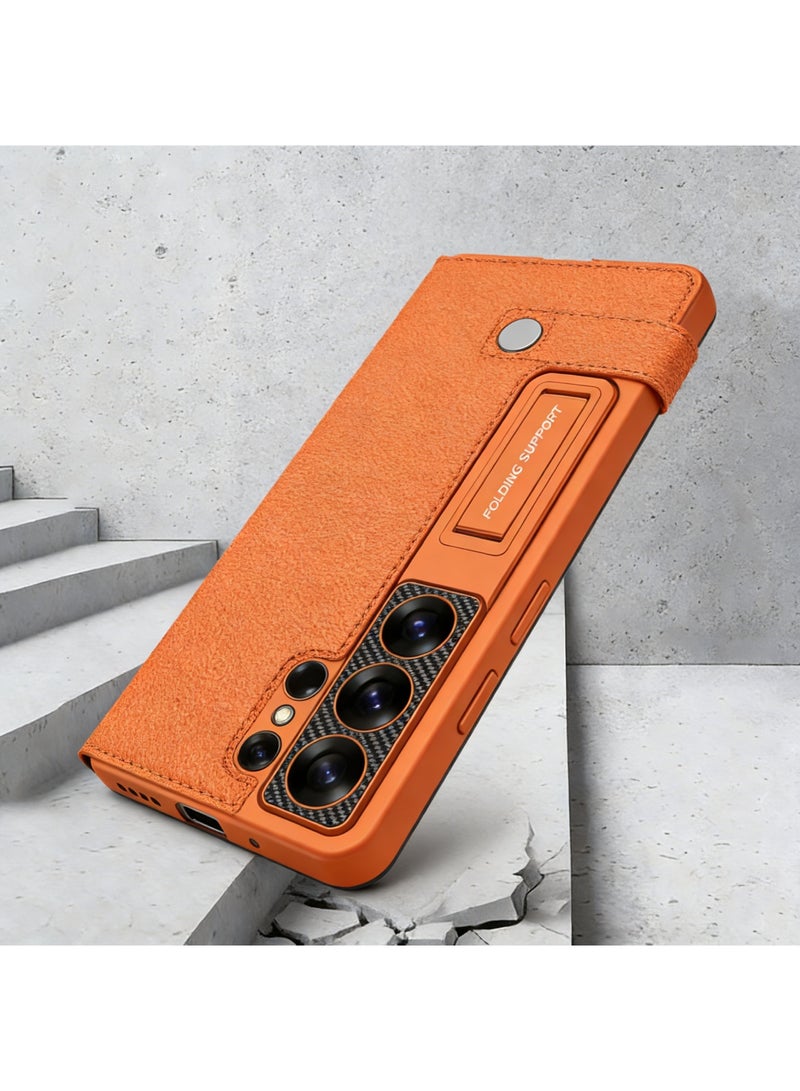 Adando for Samsung Galaxy S26 Ultra Flip Wallet Case with Kickstand, Hard PC Magnetic Flip Case with Card Holder Slot, Shockproof Cover for Samsung S26 Ultra [Not Include Pen] (Orange) - Image 4